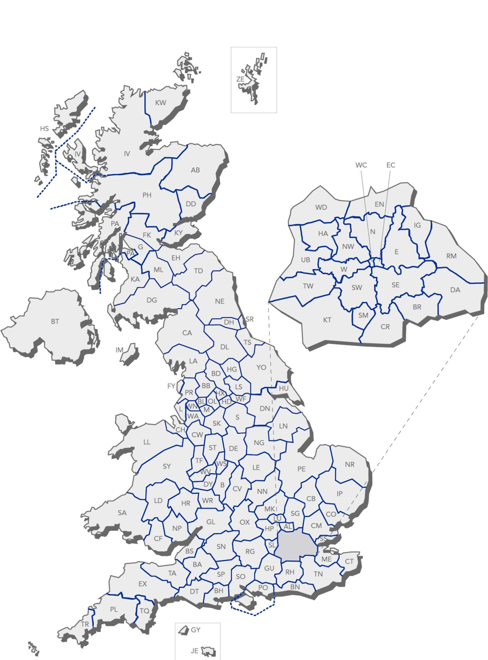 UK postcodes map SARR Logistics UK