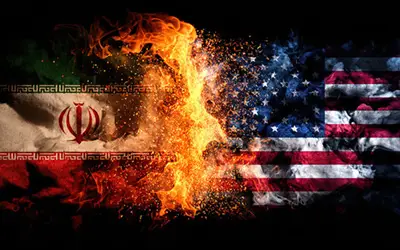 Middle East Conflict burning Flag