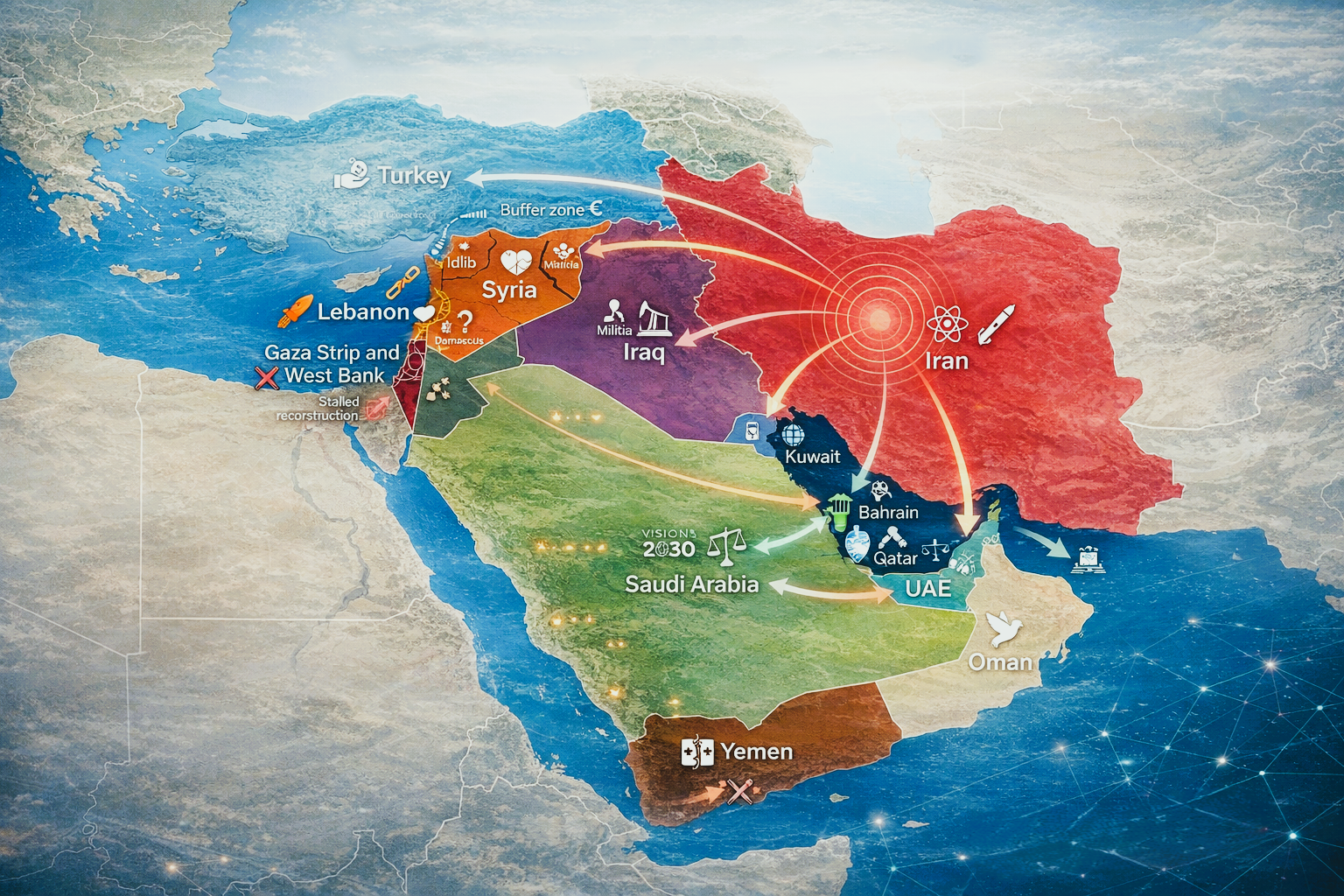 Map showing Conflict in Middle East